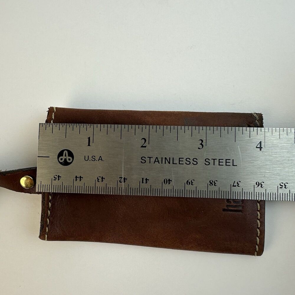 Hartmann Brown Leather Luggage Suitcase ID Tag Double Snap Closure - Picture 9 of 9